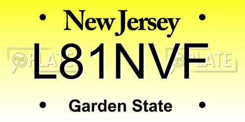 L81NVF New Jersey License Plate