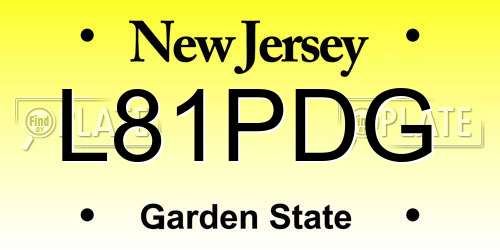 L81PDG New Jersey License Plate