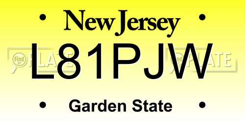 L81PJW New Jersey License Plate