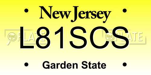 L81SCS New Jersey License Plate
