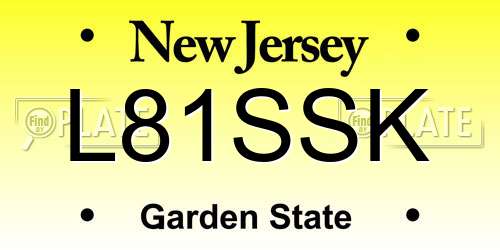 L81SSK New Jersey License Plate