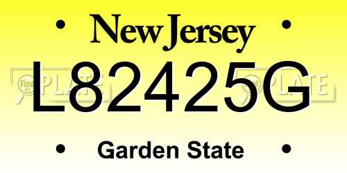 L82425G New Jersey License Plate