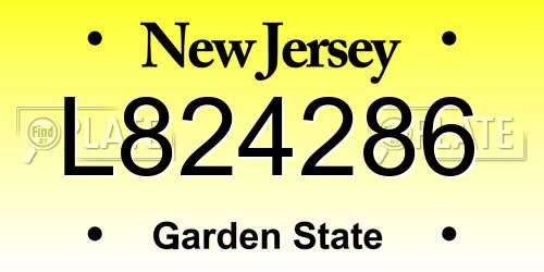 L824286 New Jersey License Plate