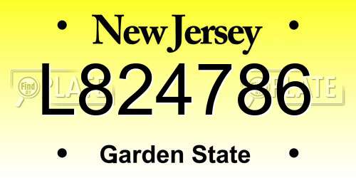L824786 New Jersey License Plate