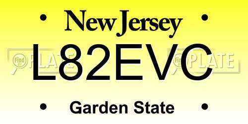 L82EVC New Jersey License Plate