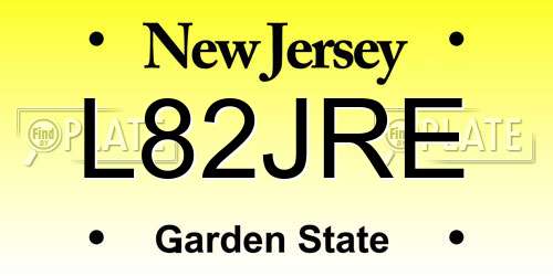 L82JRE New Jersey License Plate