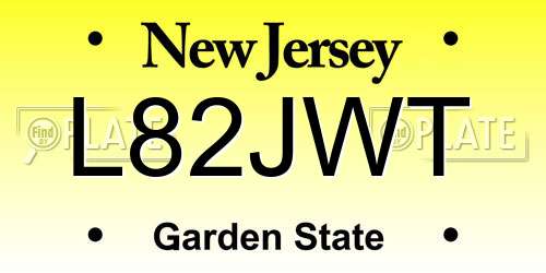 L82JWT New Jersey License Plate