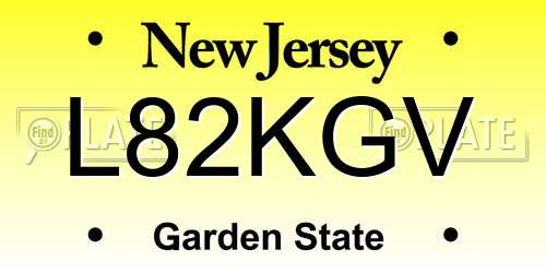 L82KGV New Jersey License Plate