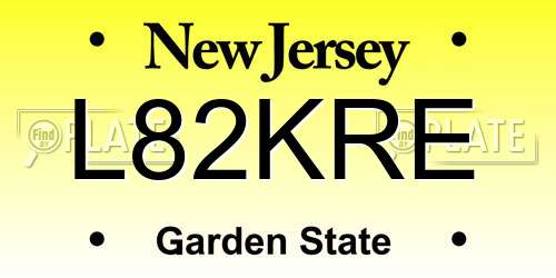 L82KRE New Jersey License Plate