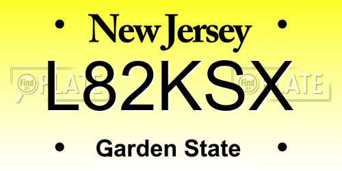 L82KSX New Jersey License Plate