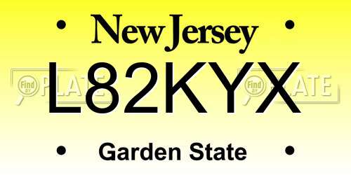 L82KYX New Jersey License Plate