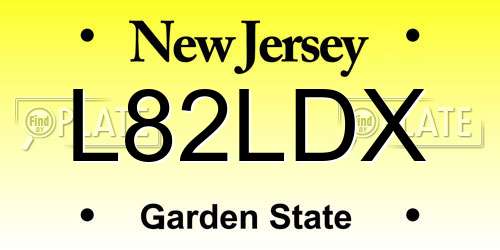 L82LDX New Jersey License Plate