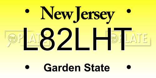 L82LHT New Jersey License Plate