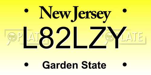 L82LZY New Jersey License Plate