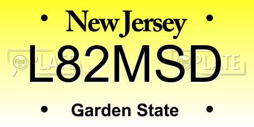 L82MSD New Jersey License Plate