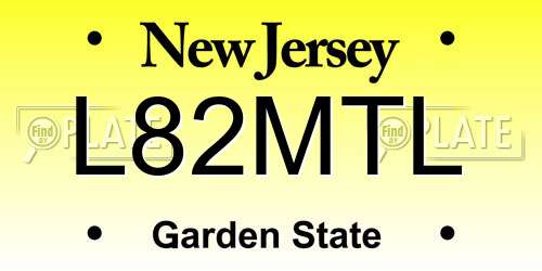 L82MTL New Jersey License Plate
