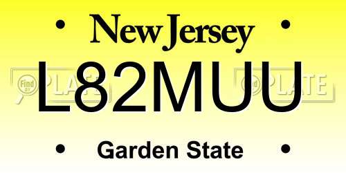 L82MUU New Jersey License Plate