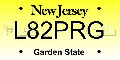 L82PRG New Jersey License Plate