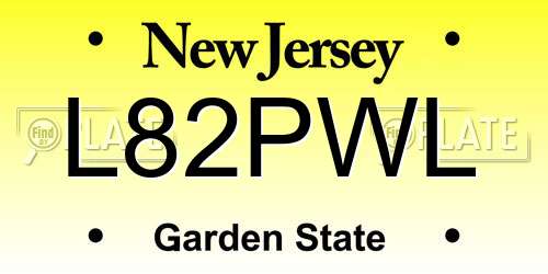 L82PWL New Jersey License Plate