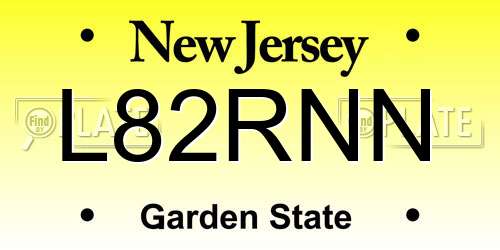 L82RNN New Jersey License Plate