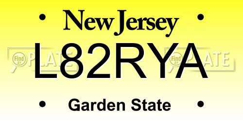 L82RYA New Jersey License Plate