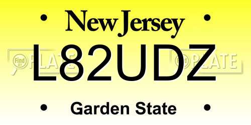 L82UDZ New Jersey License Plate