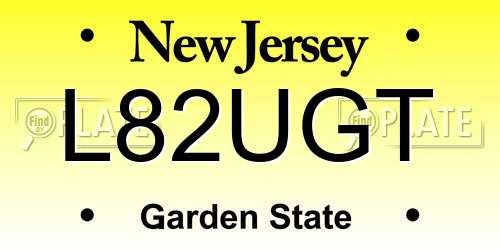 L82UGT New Jersey License Plate