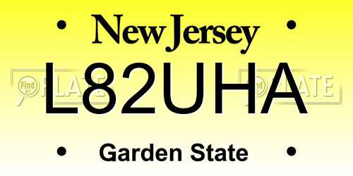 L82UHA New Jersey License Plate