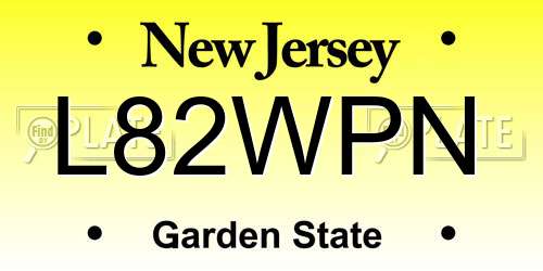L82WPN New Jersey License Plate