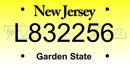 L832256 New Jersey License Plate