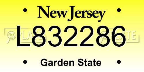 L832286 New Jersey License Plate