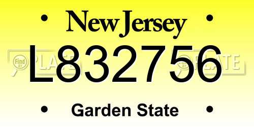 L832756 New Jersey License Plate