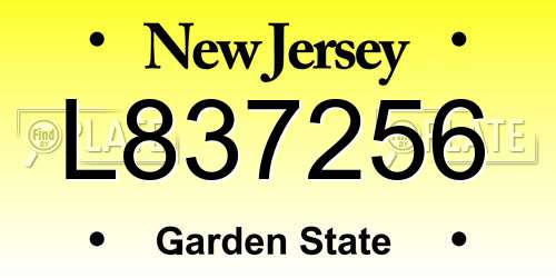 L837256 New Jersey License Plate