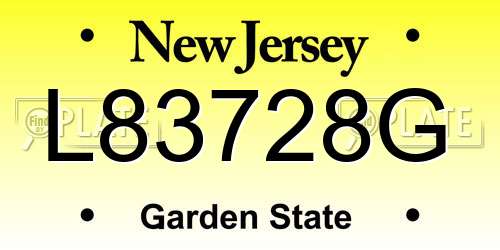 L83728G New Jersey License Plate