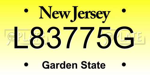 L83775G New Jersey License Plate