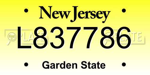 L837786 New Jersey License Plate