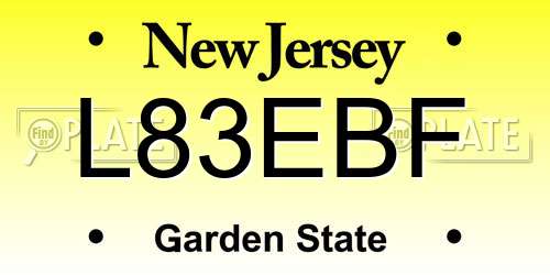 L83EBF New Jersey License Plate