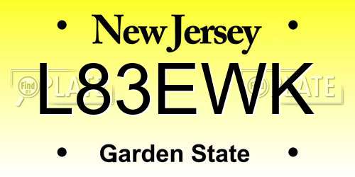 L83EWK New Jersey License Plate