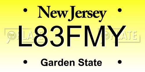 L83FMY New Jersey License Plate
