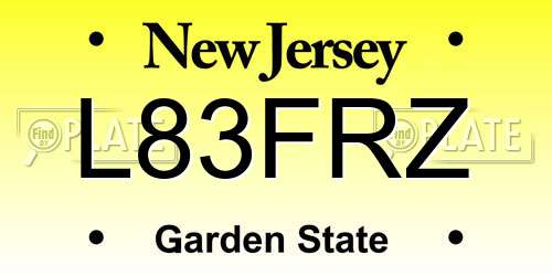L83FRZ New Jersey License Plate