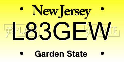 L83GEW New Jersey License Plate