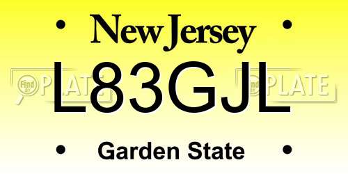 L83GJL New Jersey License Plate