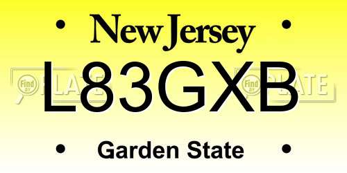 L83GXB New Jersey License Plate