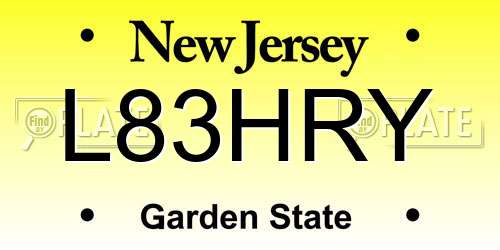 L83HRY New Jersey License Plate