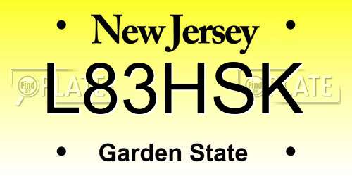 L83HSK New Jersey License Plate