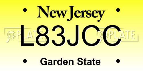 L83JCC New Jersey License Plate