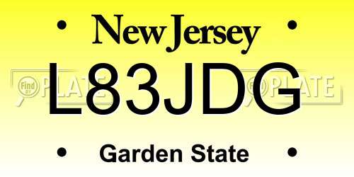 L83JDG New Jersey License Plate