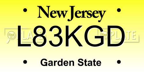 L83KGD New Jersey License Plate