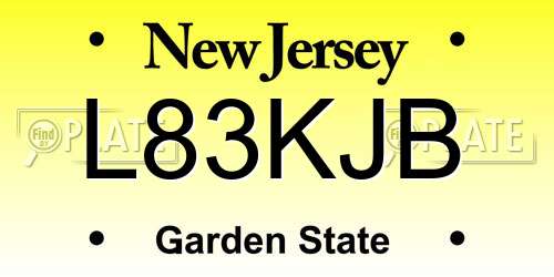 L83KJB New Jersey License Plate
