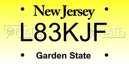 L83KJF New Jersey License Plate